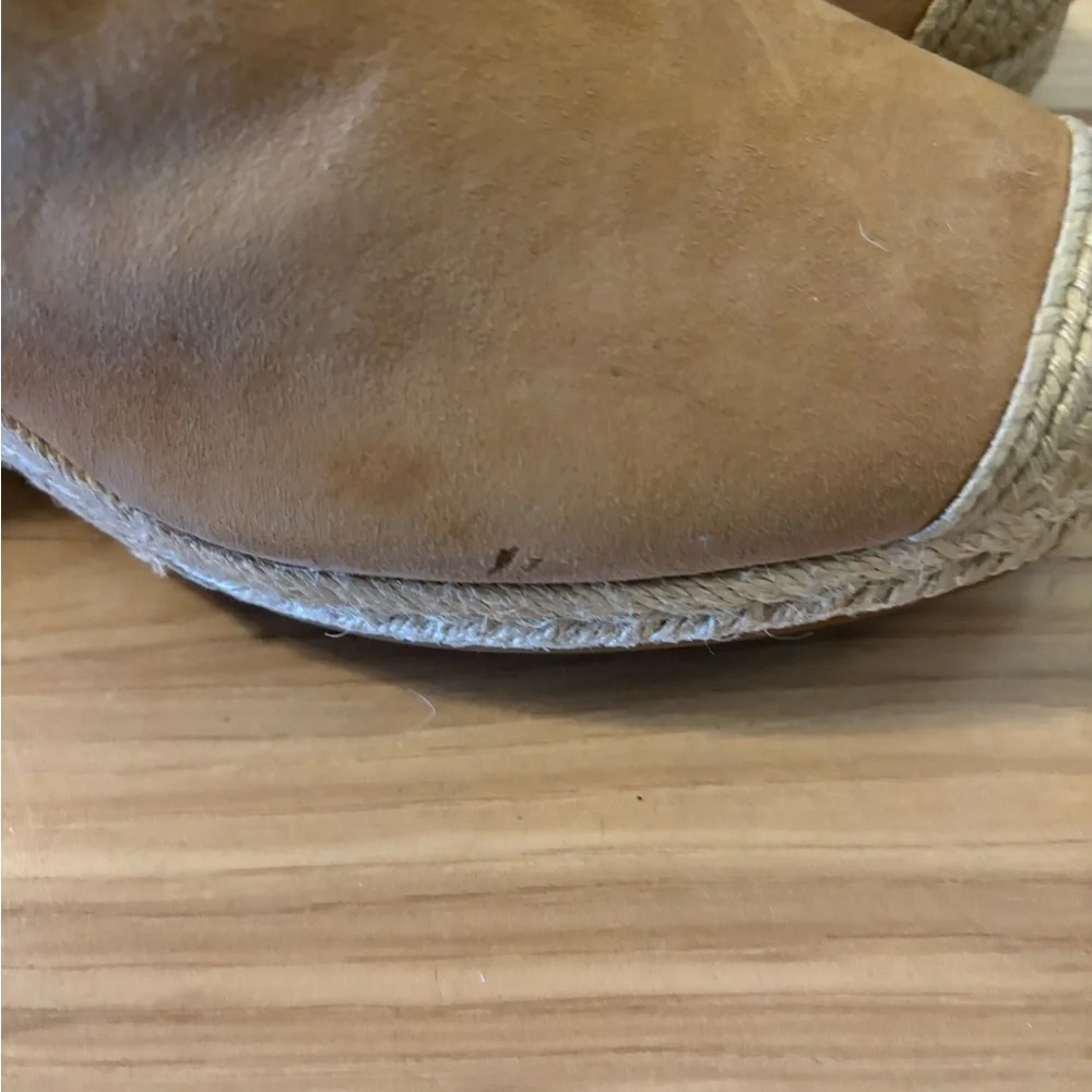 Lauren Ralph Lauren Womens Pennie Suede Slip-On Wedge Sandals in Camel Size 10